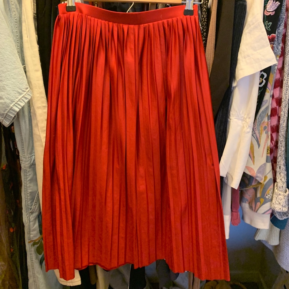 Pleated Satin Skirt